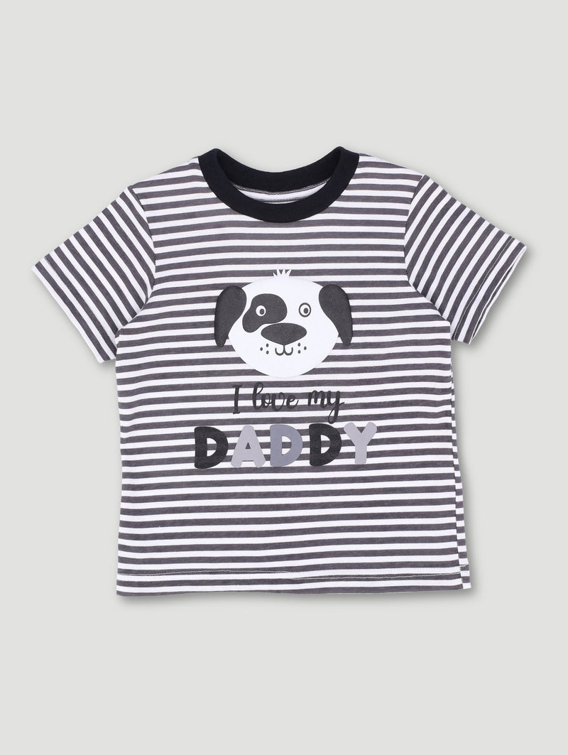 Baby Boys I Love You Daddy Stripes Tee - Charcoal