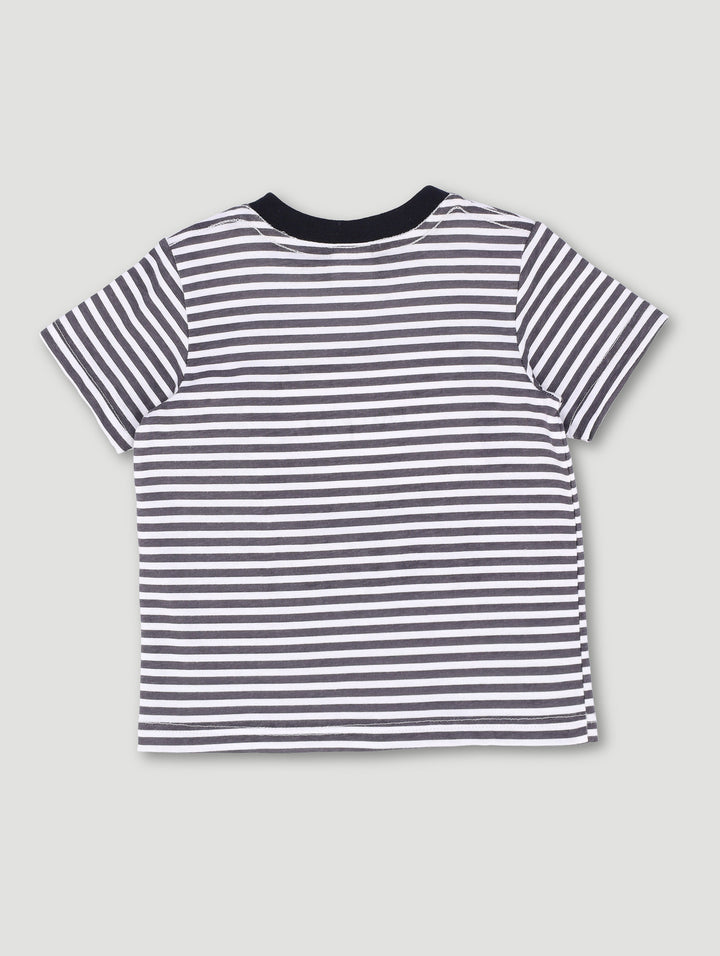 Baby Boys I Love You Daddy Stripes Tee - Charcoal
