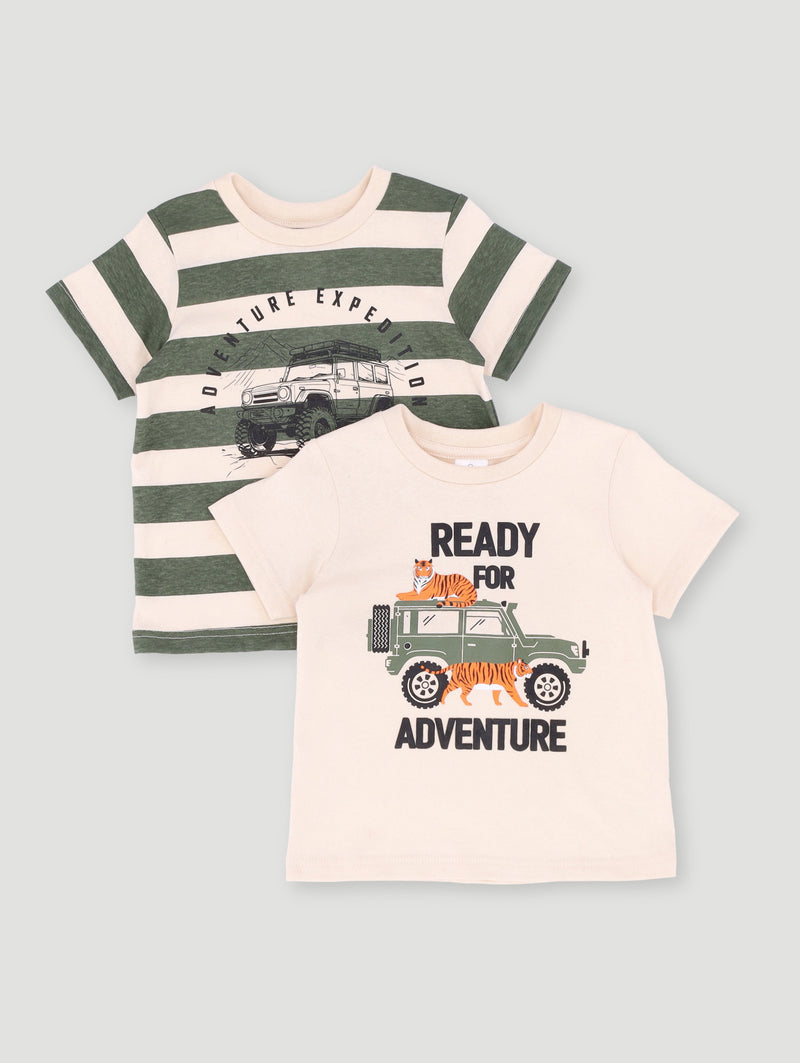 Baby Boys 2 Pack Adventure Knit Tee - Stone/Green