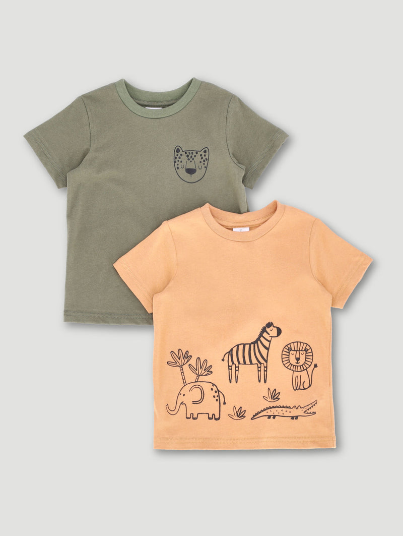 Baby Boys 2 Pack Safari Knit Tee - Rust