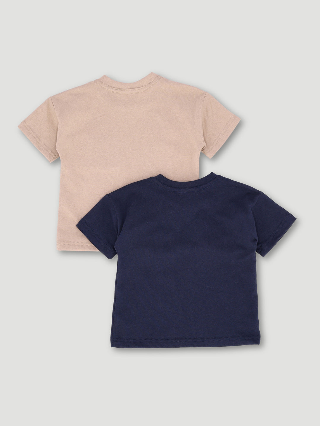Baby Boys 2 Pack Bear Badge Plain Knit Tee - Stone/Blue