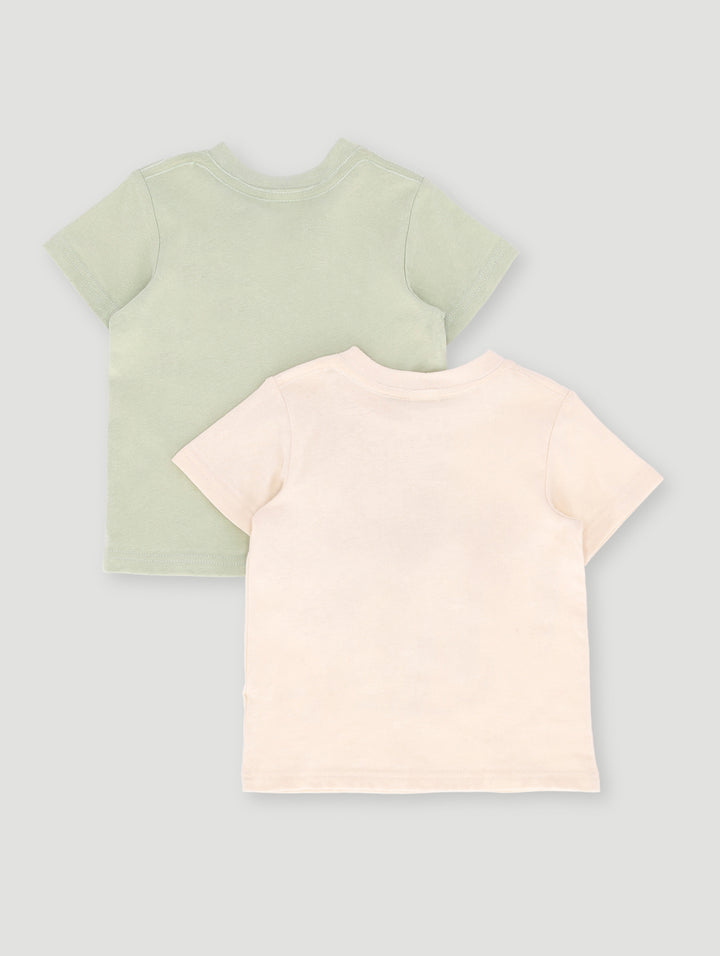 Baby Boys Tiger 3D 2 Pack Knit Tee - Cream/Green
