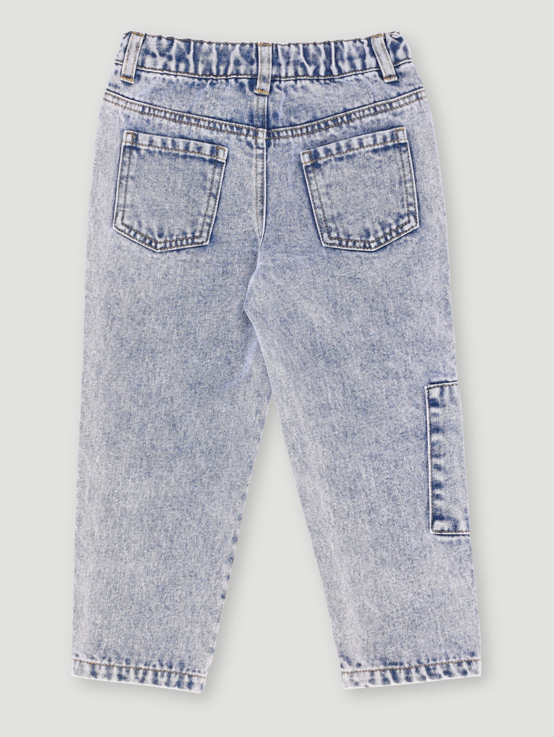 Pre- Boys Fashion Patch Straight Leg Denim - Acid Wash
