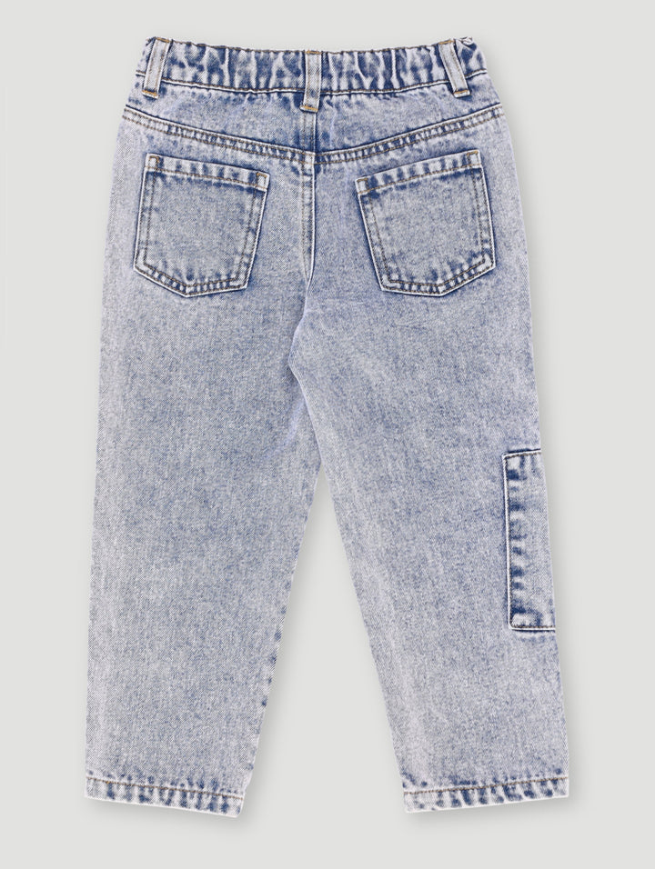 Pre- Boys Fashion Patch Straight Leg Denim - Acid Wash