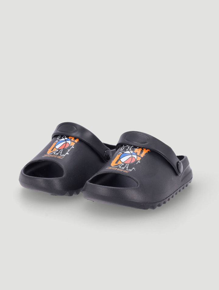 Pre-Boys Molded Basketball Slide - Black