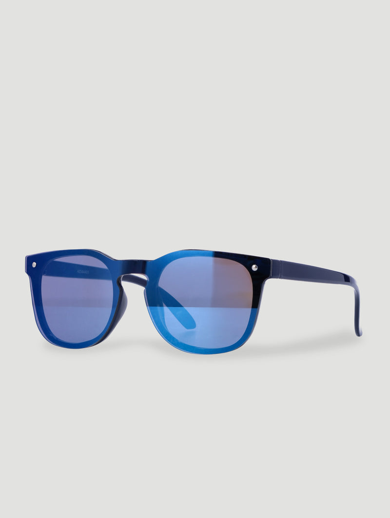 Pre-Boys Rimless Blue Mirror Round Wayfarer Sunnies - Blue