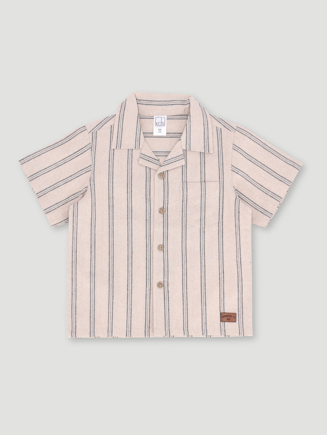 Pre-Boys Woven Glade Neck Stripe Shirt  - Stone