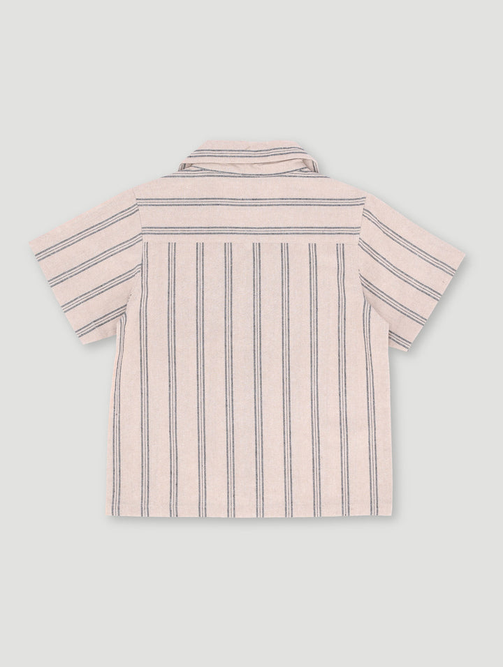 Pre-Boys Woven Glade Neck Stripe Shirt  - Stone