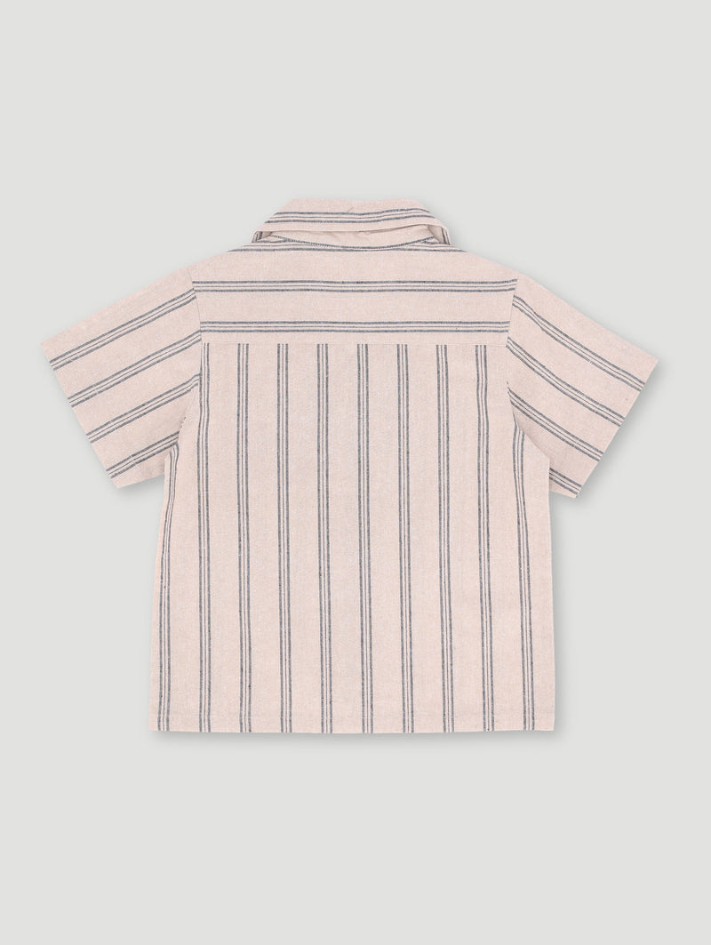 Pre-Boys Woven Glade Neck Stripe Shirt  - Stone