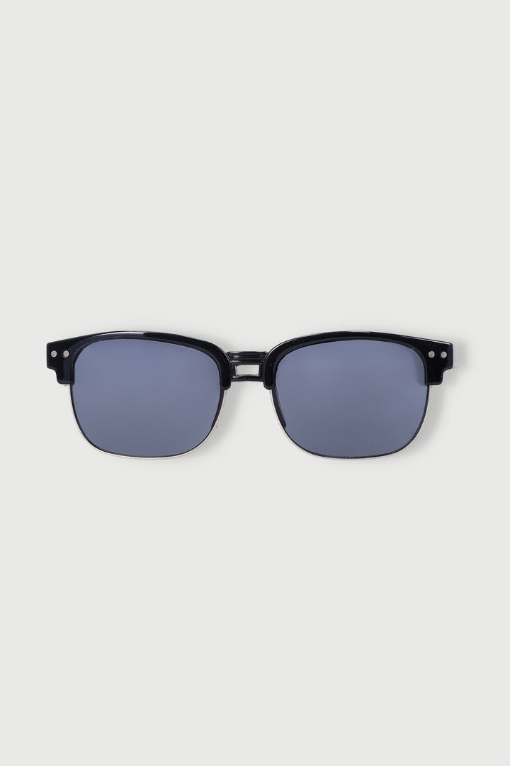 Pre-Boys Thin Rim Smoke Lens Clubmaster Sunnies - Black