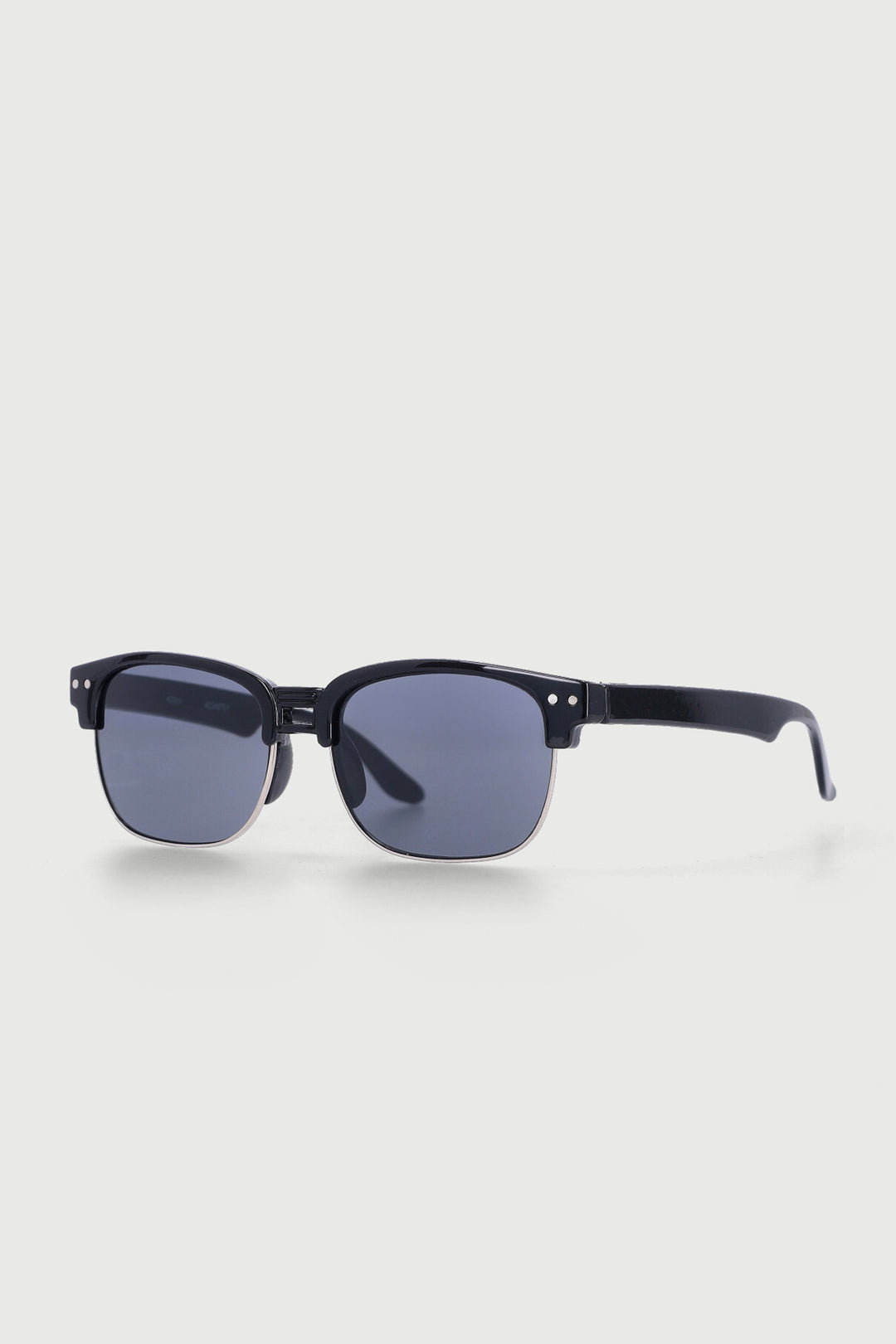 Pre-Boys Thin Rim Smoke Lens Clubmaster Sunnies - Black