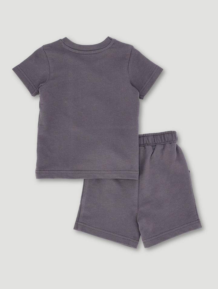 Baby Boys Textured Brushed Fleece Set - Marble Charcoal