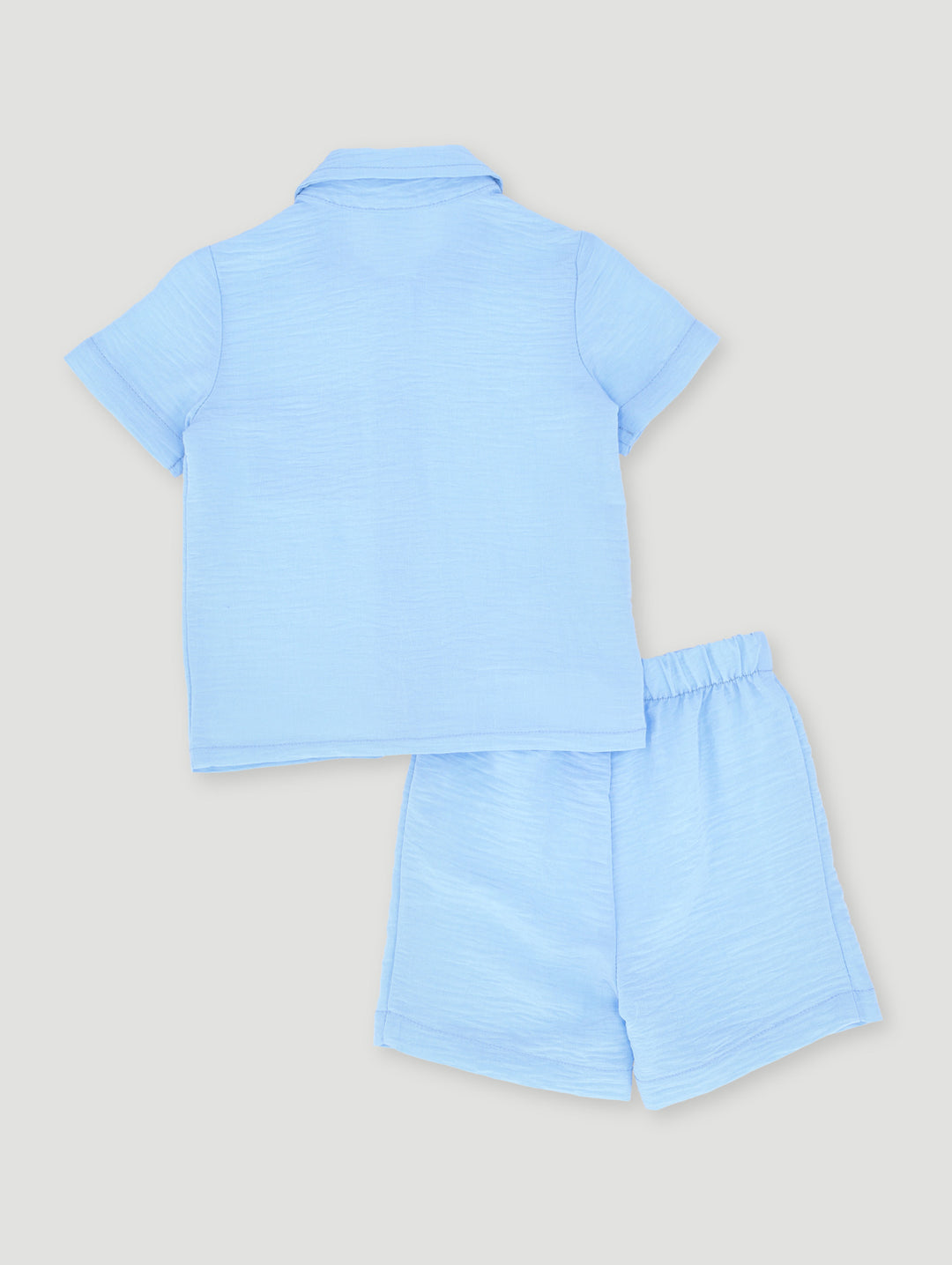Baby Boys Crinkle Cotton Set - Pale Blue