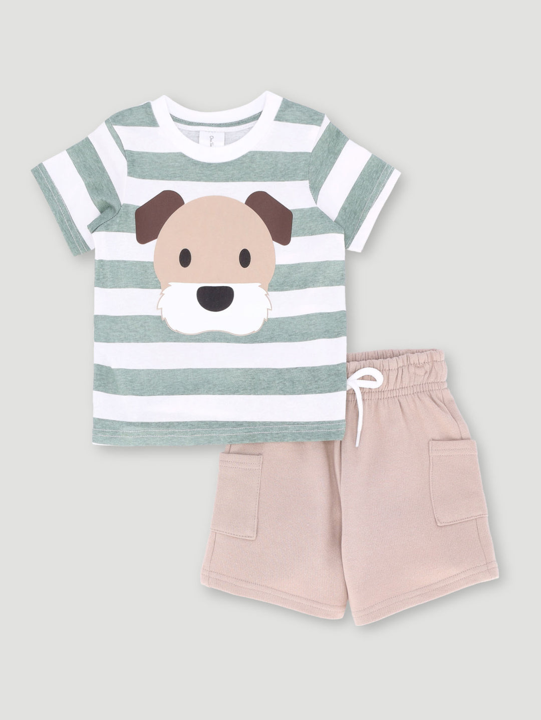 Baby Boys Puppy Knit Set - Stone
