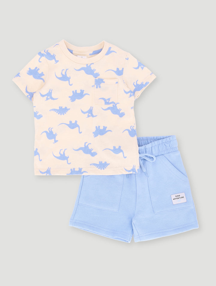Baby Boys Knit Dino Set - Blue