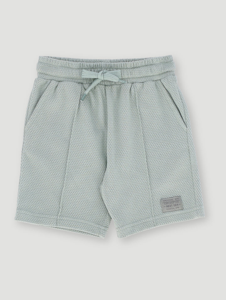 Textured Waffle Shorts - Green