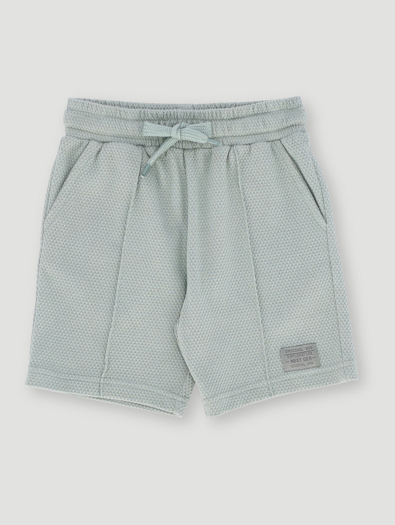 Textured Waffle Shorts - Green