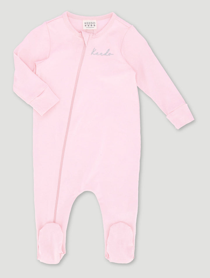 Keedo Baby Girls Long Sleeve Embroidered Sleepsuit - Pink