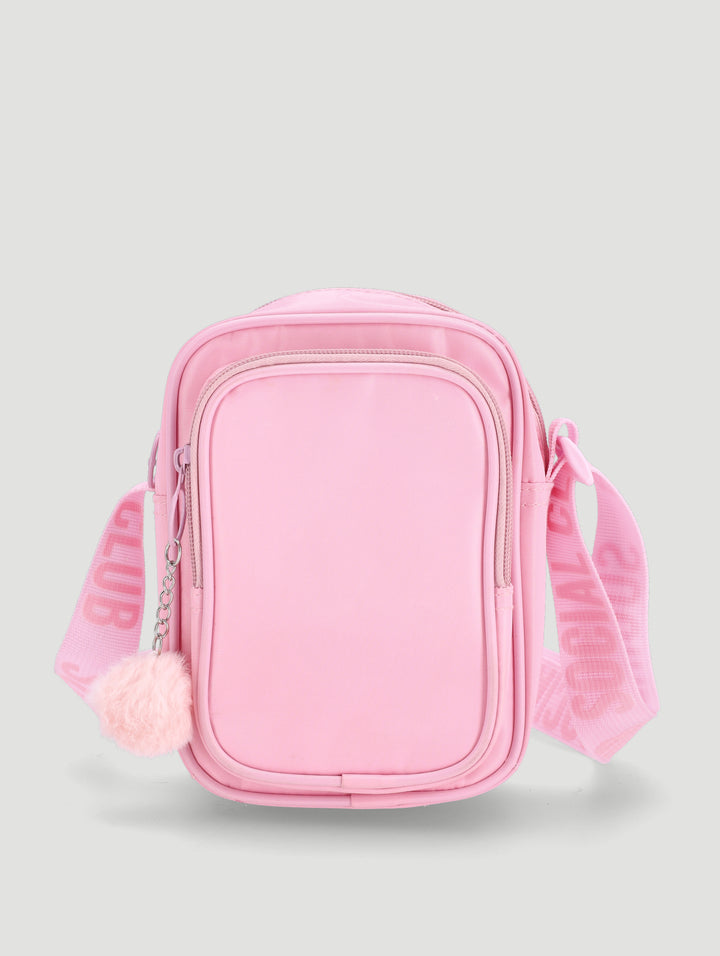 Girls Heart Nylon Sling Bag - Pink