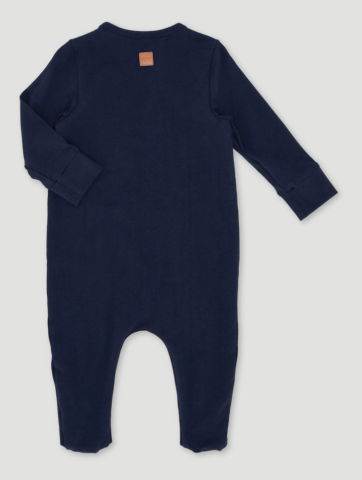 Keedo Baby Boys Long Sleeve Embroidered Sleepsuit - Navy
