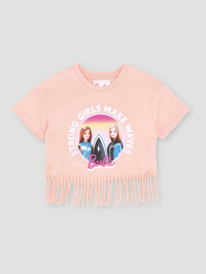 Pre- Girls Barbie Boxy Tassle Tee - Orange