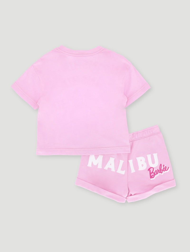 Pre- Girls Barbie Boxy Tee & Fleece Short Set - Lilac