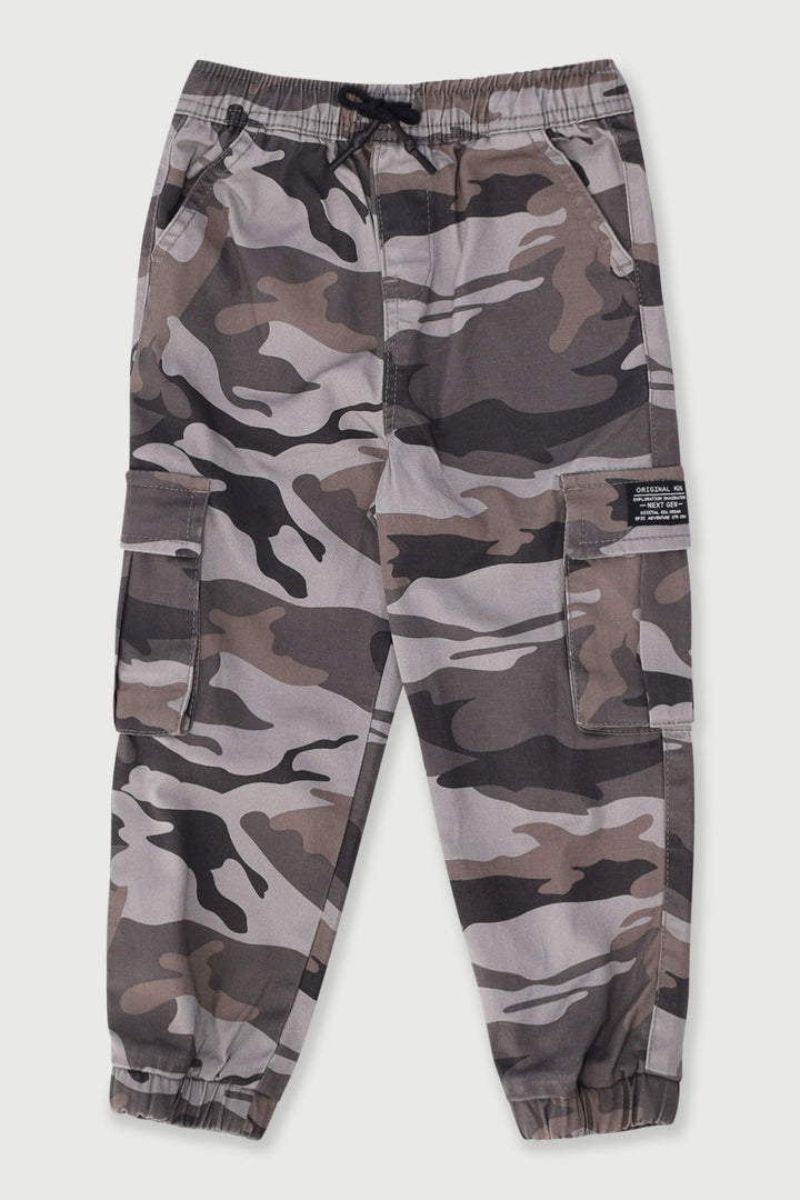 Pre-Boys Camo Twill Jogger Pants - Grey