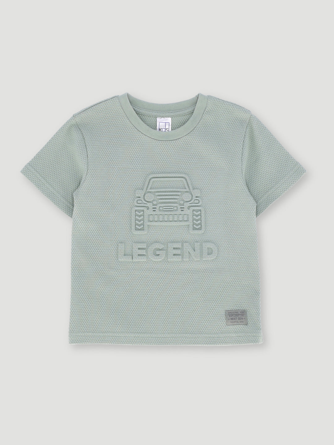 Pre- Boys Textured Waffle Embossed Tee - Green