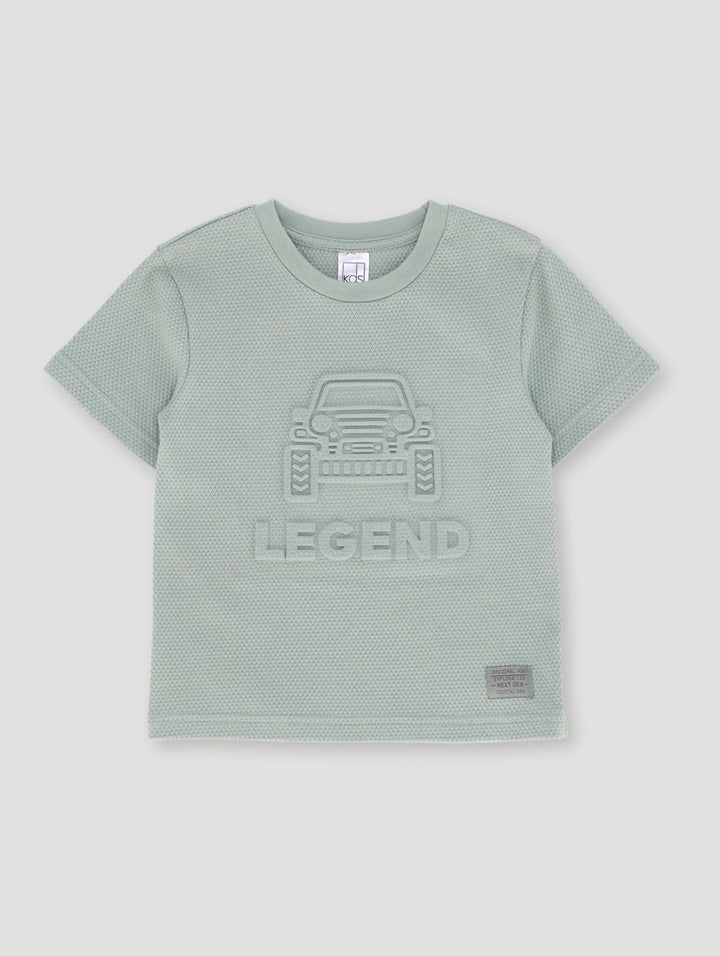 Pre- Boys Textured Waffle Embossed Tee - Green