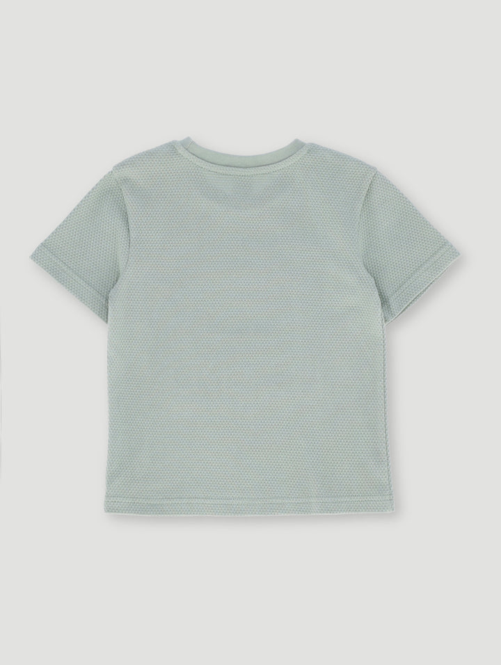 Pre- Boys Textured Waffle Embossed Tee - Green