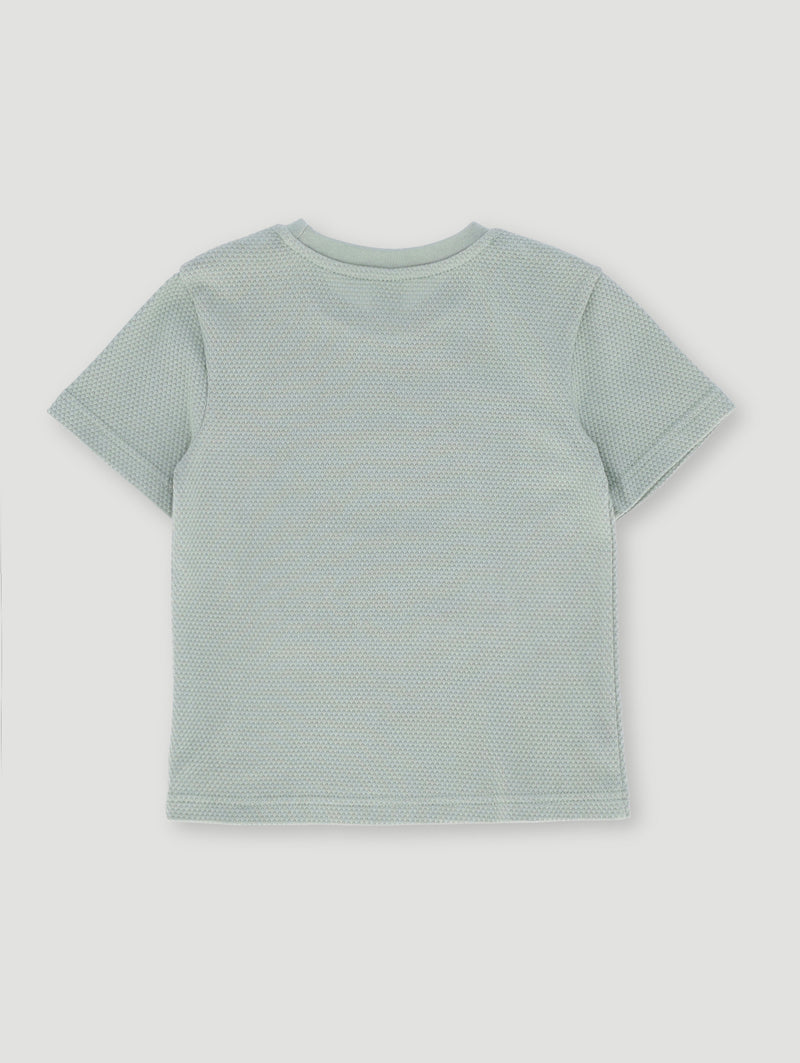 Pre- Boys Textured Waffle Embossed Tee - Green
