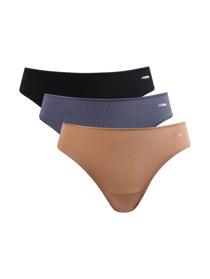 3 Pack G-String Panties - Beige/Grey/Black