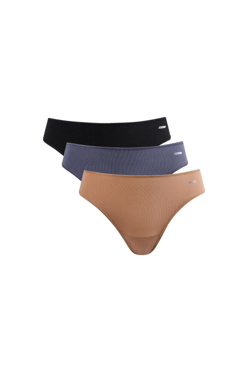 3 Pack G-String Panties - Beige/Grey/Black