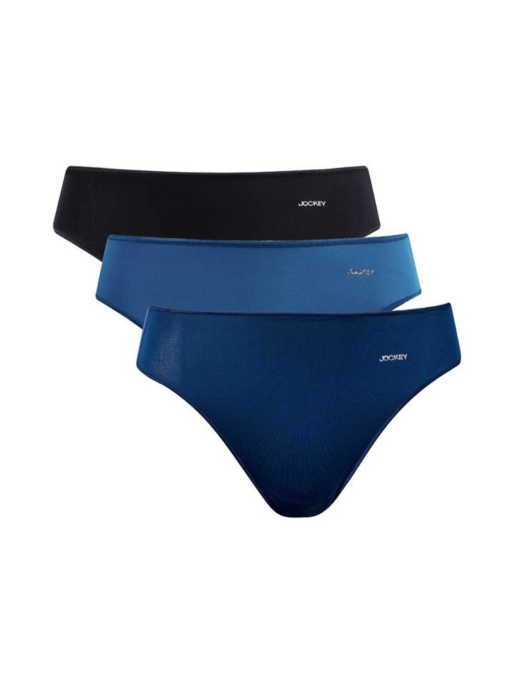 3 Pack Hi-Cut Plain Panties - Navy/Blue/Black