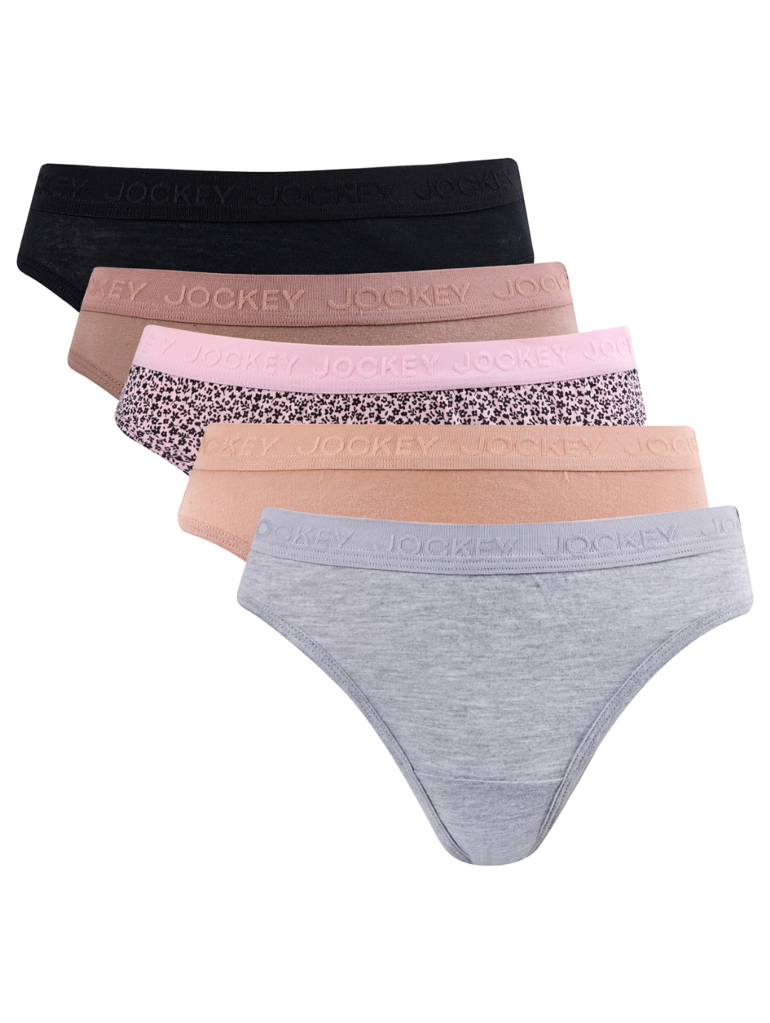 5 Pack Tonal Print Cotton Bikini Panties