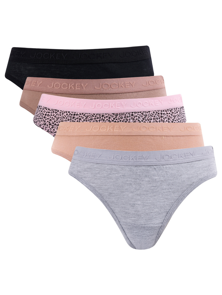 5 Pack Tonal Print Cotton Bikini Panties