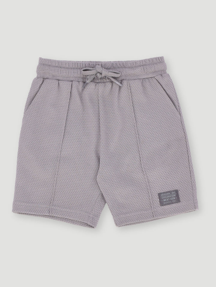 Pre-Boys Waffle Textured Shorts - Grey