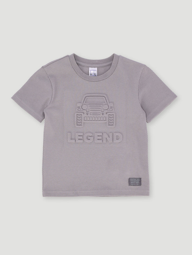 Pre-Boys Embossed Waffle Tee - Grey