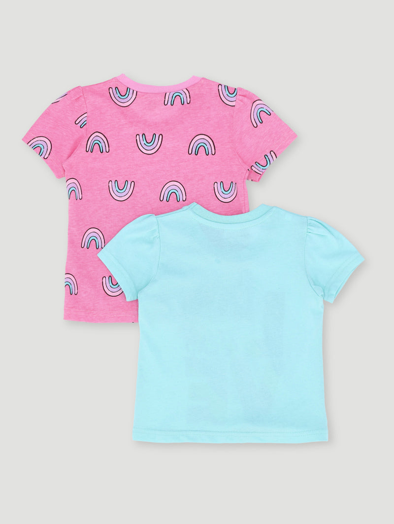 Baby Girls 2 Pack Unicorn Tee - Pink/Blue