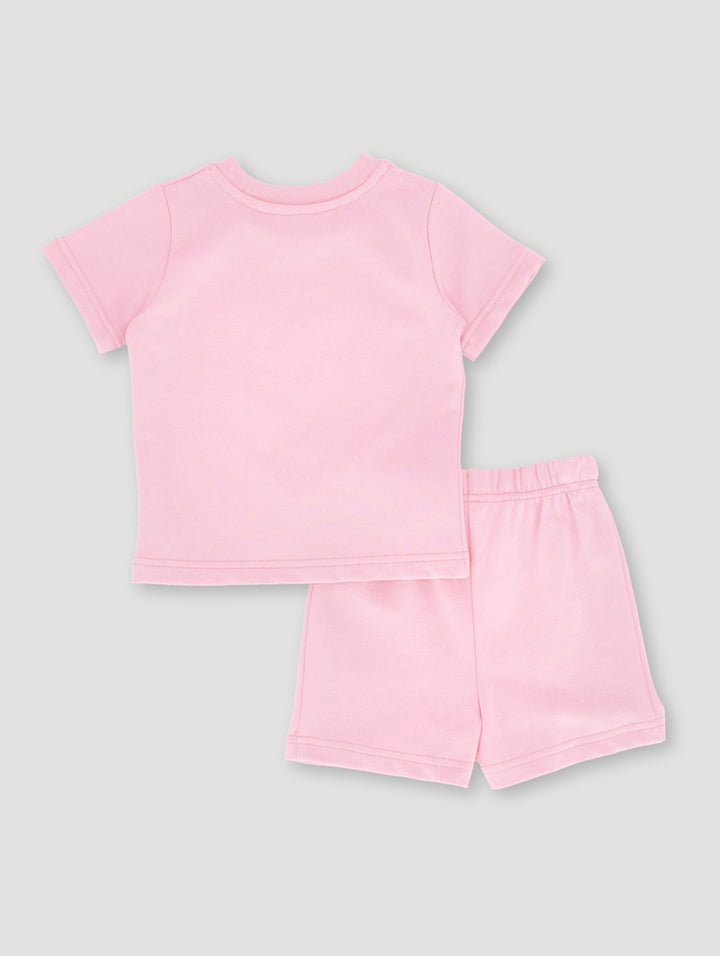 Baby Girls Embroidered Butterfly Short Set  - Dusty Pink