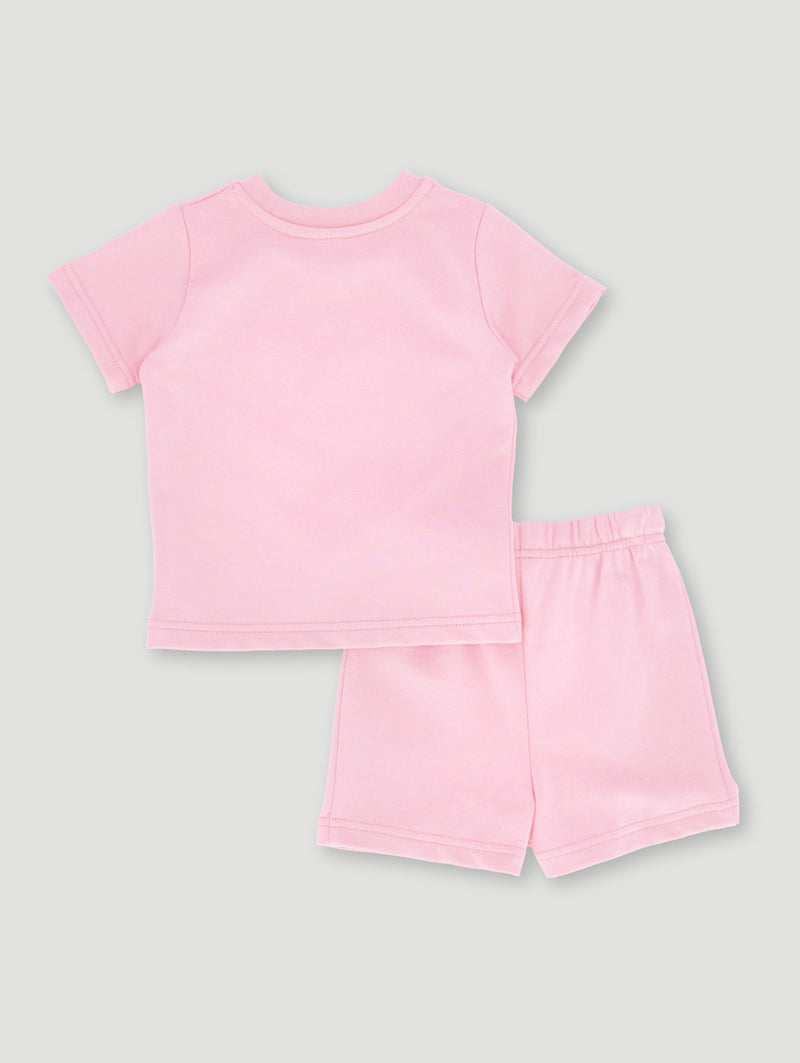 Baby Girls Embroidered Butterfly Short Set  - Dusty Pink