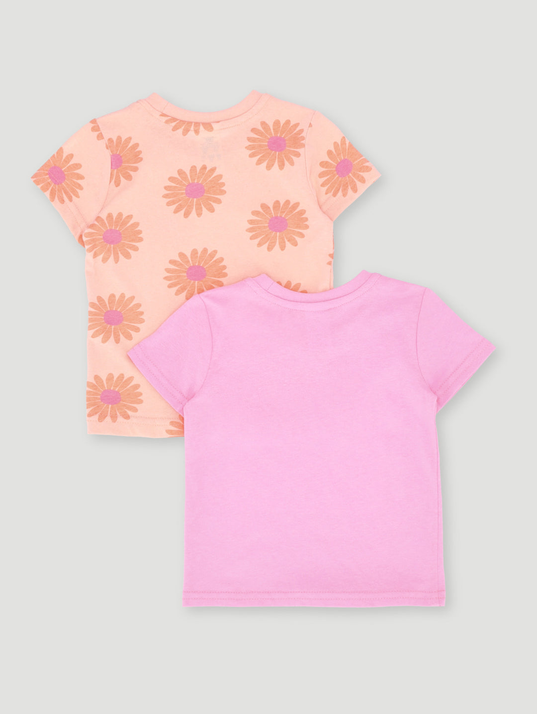 Baby Girls 2 Pack Flower Print Tee - Pink/Orange