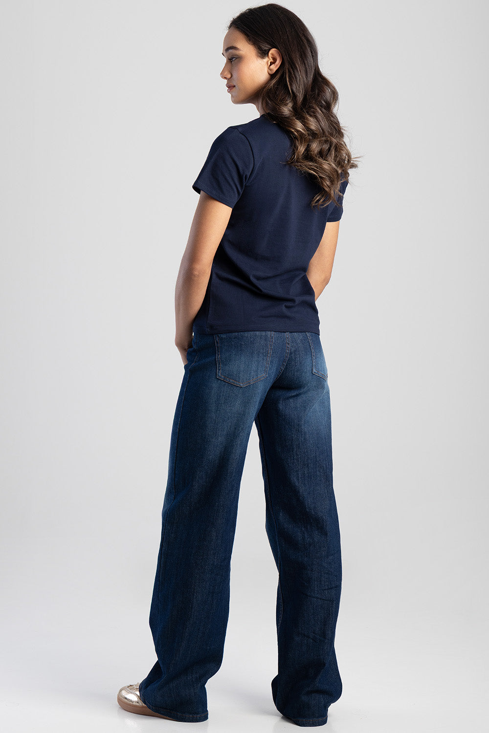 Love & Be Loved Regular Fit Sequin And Pearl Top - Navy