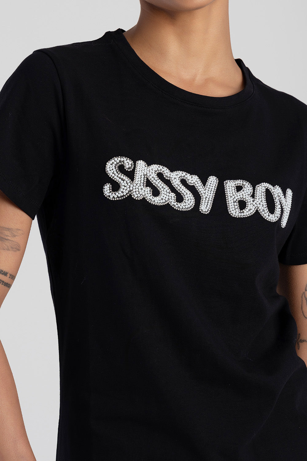 So Long Summer Pearl & Bling Regular Fit Top - Black