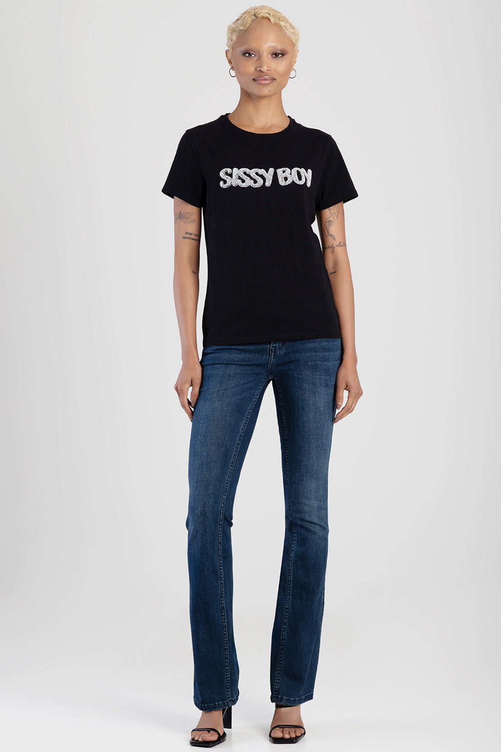 So Long Summer Pearl & Bling Regular Fit Top - Black