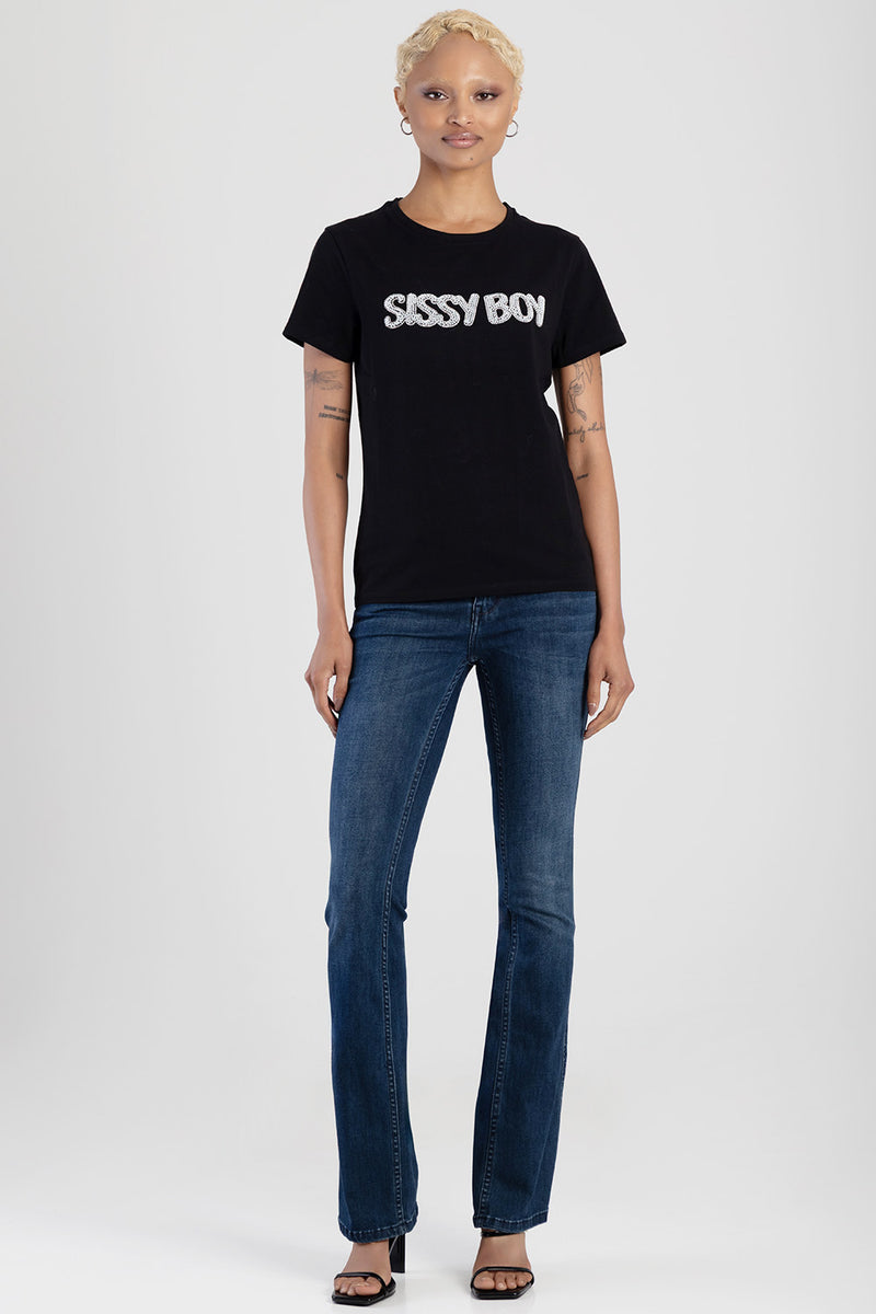 So Long Summer Pearl & Bling Regular Fit Top - Black