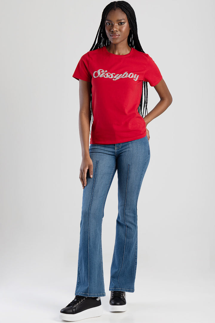 Bling Logo Regular Tee - Red