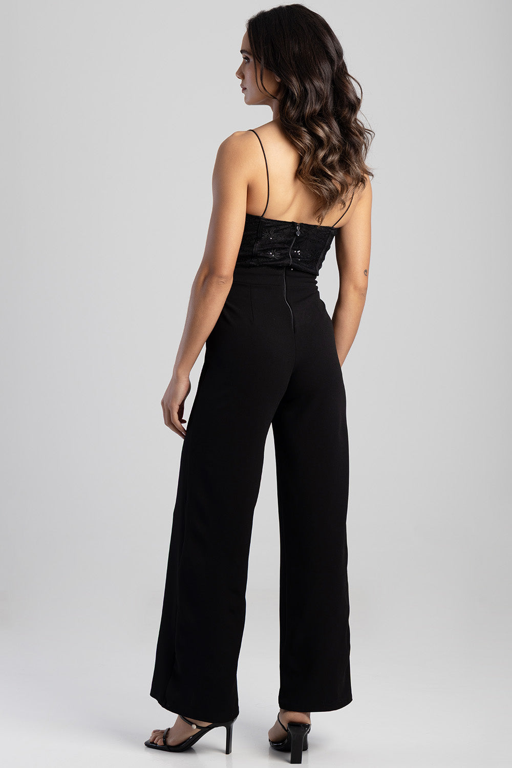 Slight Scoop Neckline Jumpsuit - Black