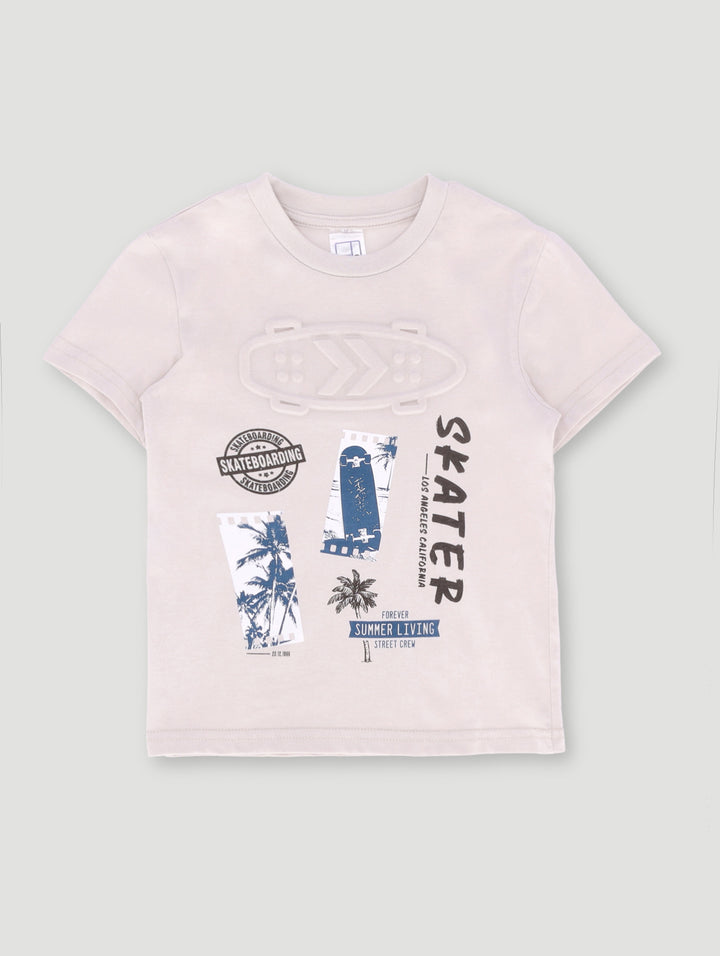 Pre-Boys Embossed Fashion Tee - Light Stone