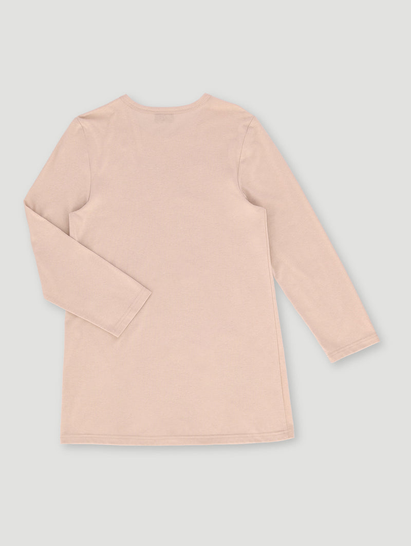 Girls Long Sleeve Bow Sleep Shirt - Stone